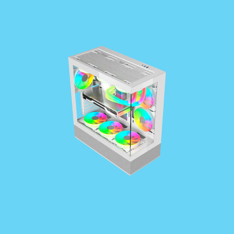 GABINETE BALAM RUSH TANK SUPER 9200 TB VENTANA RGB MIDI-TOWER SIN FUENTE 3 VENTILADORES RGB INSTALADOS BLANCO (BR-938730)