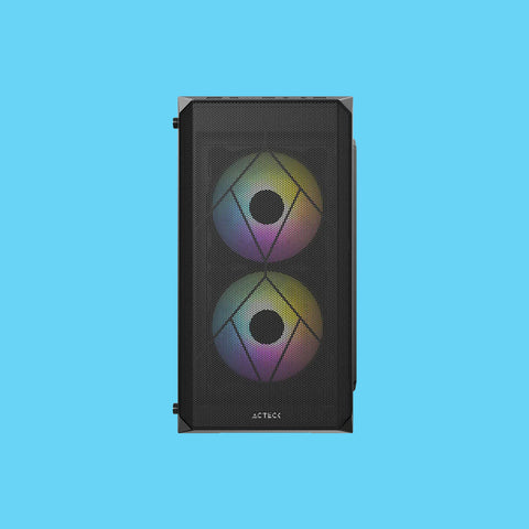GABINETE ACTECK DOOM GI630 MICRO TORRE FUENTE 500W PANEL IZQ ACRILICO FRENTE MALLA 3 VENTILADORES RGB NEGRO (AC-935739)