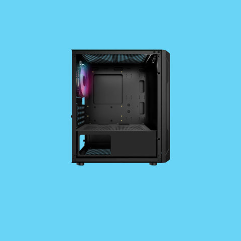 Gabinete Balam Rush Gamer Artic GI725 mATX Micro Torre 3 Ventiladores Panel Izq Cristal + Frente Colmena + Full Color Box sin Fuente Negro