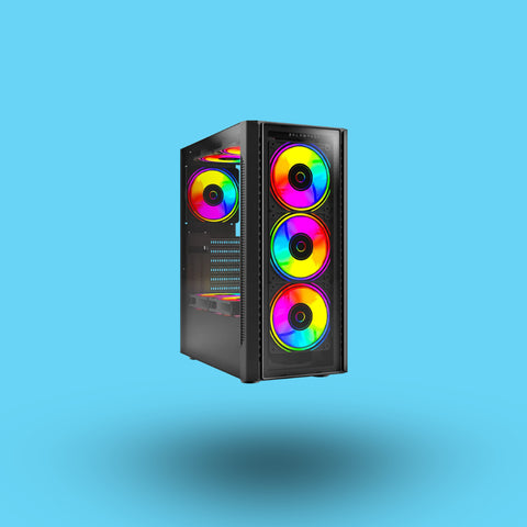 GABINETE BALAM RUSH DRAGONFLY CRYSTAL GM745  VENTANA MIDI-TOWER ATX/MICRO ATX/MINI-ATX USB 3.0 SIN FUENTE 4 VENTILADORES RGB INSTALADOS NEGRO (BR-935968)