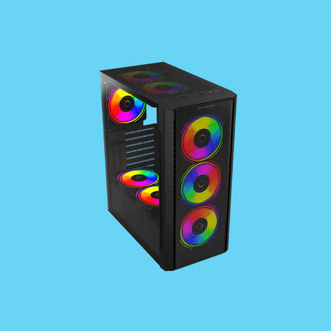 GABINETE BALAM RUSH DRAGONFLY CRYSTAL GM745  VENTANA MIDI-TOWER ATX/MICRO ATX/MINI-ATX USB 3.0 SIN FUENTE 4 VENTILADORES RGB INSTALADOS NEGRO (BR-935968)