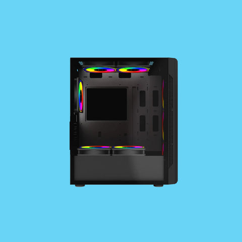 GABINETE BALAM RUSH DRAGONFLY CRYSTAL GM745  VENTANA MIDI-TOWER ATX/MICRO ATX/MINI-ATX USB 3.0 SIN FUENTE 4 VENTILADORES RGB INSTALADOS NEGRO (BR-935968)