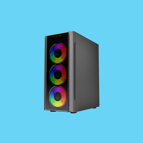 GABINETE BALAM RUSH DRAGONFLY CRYSTAL GM745  VENTANA MIDI-TOWER ATX/MICRO ATX/MINI-ATX USB 3.0 SIN FUENTE 4 VENTILADORES RGB INSTALADOS NEGRO (BR-935968)