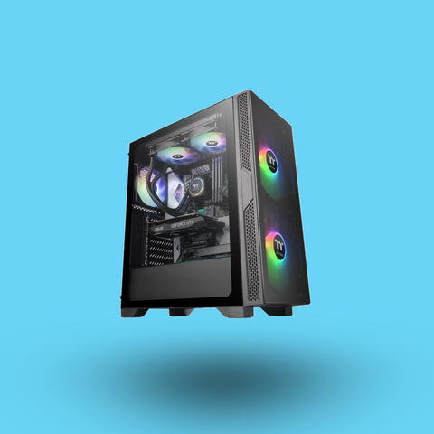 GABINETE THERMALTAKE VERSA T25 CON VENTANA RGB MEDIA TORRE ATX MICRO SIN FUENTE VENTILADOR RGB NEGRO (CA-1R5-00M1WN-00)