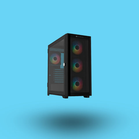 GABINETE BALAM RUSH CARBONO TWIN MATE 9000 CON VENTANA RGB FULL-TOWER ATX/E-ATXMICRO-ATX/MINI-ITX USB 3.0/2.0 SIN FUENTE 4 VENTILADORES RGB INSTALADOS NEGRO (BR-938754)