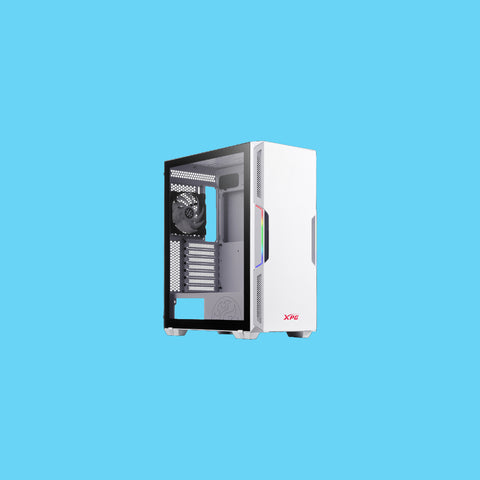 GABINETE GAMER XPG STARKER VENTANA ARGB MEDIA TORRE SIN FUENTE BLANCO (STARKER-WHCWW)