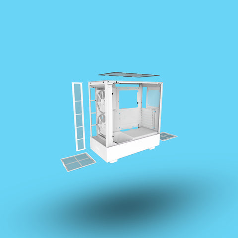 GABINETE NZXT H5 ELITE CON VENTANA RGB MIDI TOWER MINI ITX MICRO ATX USB SIN FUENTE VENTILADORES ARGB BLANCO (CC-H51EW-01)