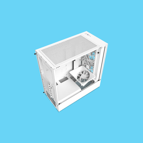 GABINETE NZXT H5 ELITE CON VENTANA RGB MIDI TOWER MINI ITX MICRO ATX USB SIN FUENTE VENTILADORES ARGB BLANCO (CC-H51EW-01)