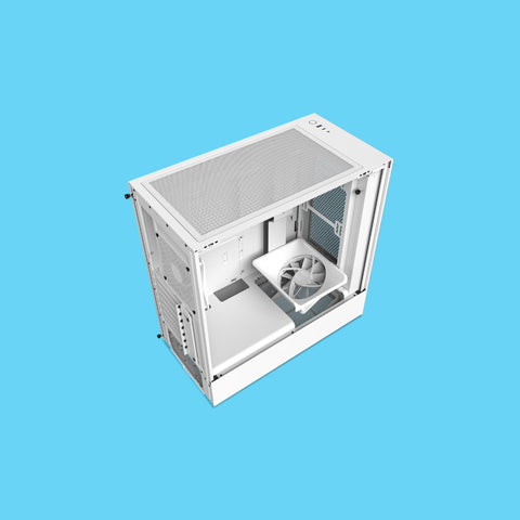 GABINETE NZXT H5 FLOW CON VENTANA USB SIN FUENTE 2 VENTILADORES BLANCO (CC-H51FW-01)