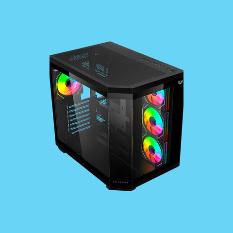 GABINETE BALAM RUSH TANK MASTER 9600 TB VENTANA RGB MIDI-TOWER SIN FUENTE 3 VENTILADORES RGB INSTALADOS NEGRO (BR-938679)