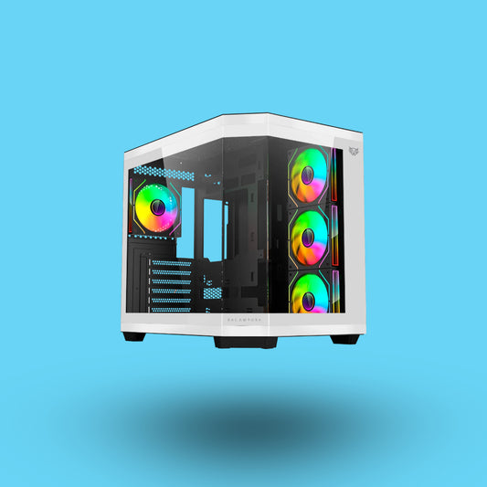 GABINETE BALAM RUSH TANK MASTER 9600 TB VENTANA RGB MIDI-TOWER ATX/MICRO-ATX/ITX, USB 3.0/2.0 SIN FUENTE 4 VENTILADORES INSTALADOS BLANCO/NEGRO (BR-938693)