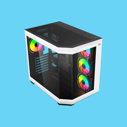 GABINETE BALAM RUSH TANK MASTER 9600 TB VENTANA RGB MIDI-TOWER ATX/MICRO-ATX/ITX, USB 3.0/2.0 SIN FUENTE 4 VENTILADORES INSTALADOS BLANCO/NEGRO (BR-938693)