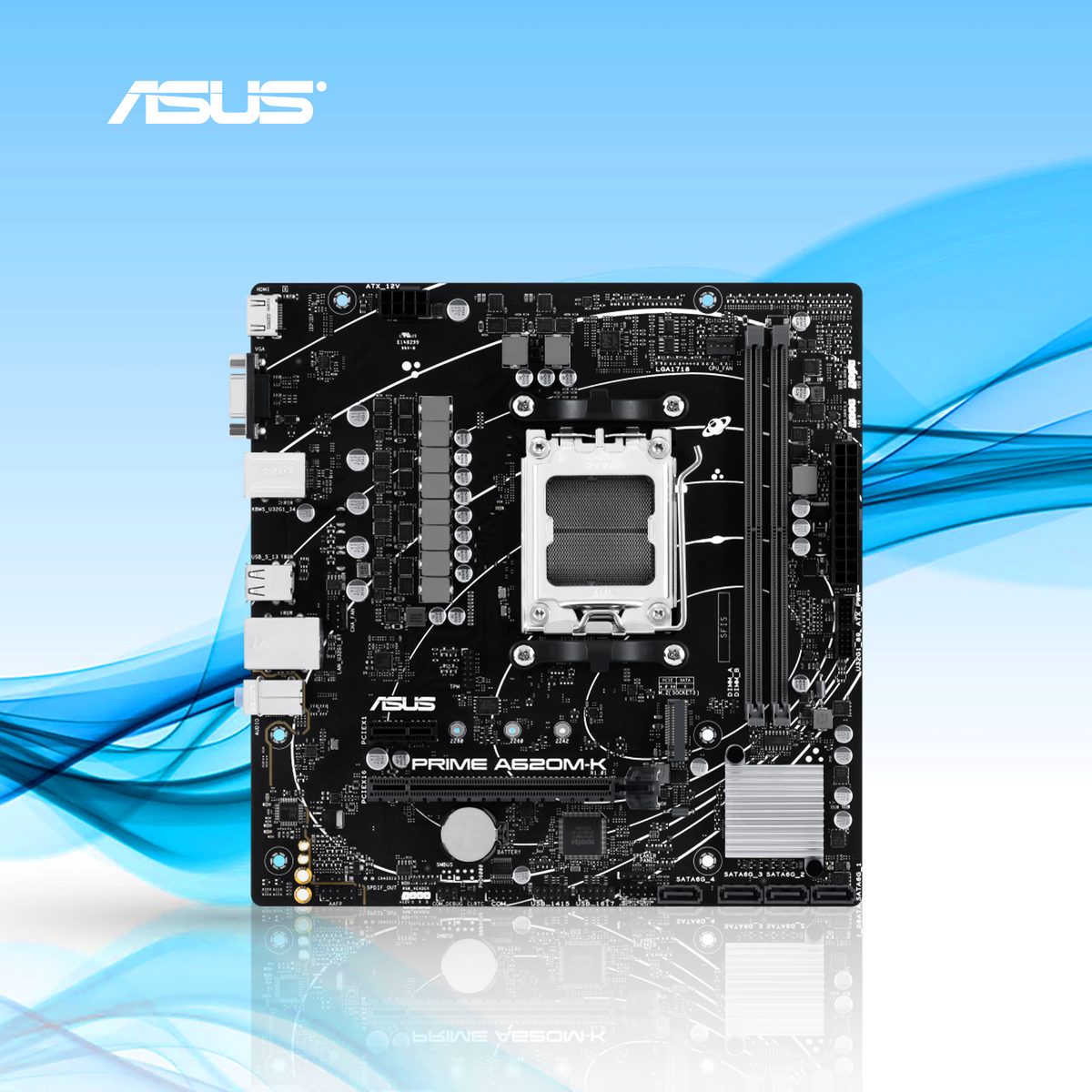 TARJETA MADRE ASUS PRIME A620M-K SOCKET AM5 MICRO-ATX AMD A620 HDMI UP TO 96GB DDR5 (PRIME A620M-K)