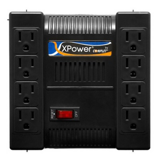 REGULADOR XP1300  REGULADOR DE VOLTAJE COMPLET X POWER, 1300 VA/650W, 8 CONTACTOS, SUPRESOR DE PICOS 504 J, PROTECTOR TERMICO A SOBRECARGAS