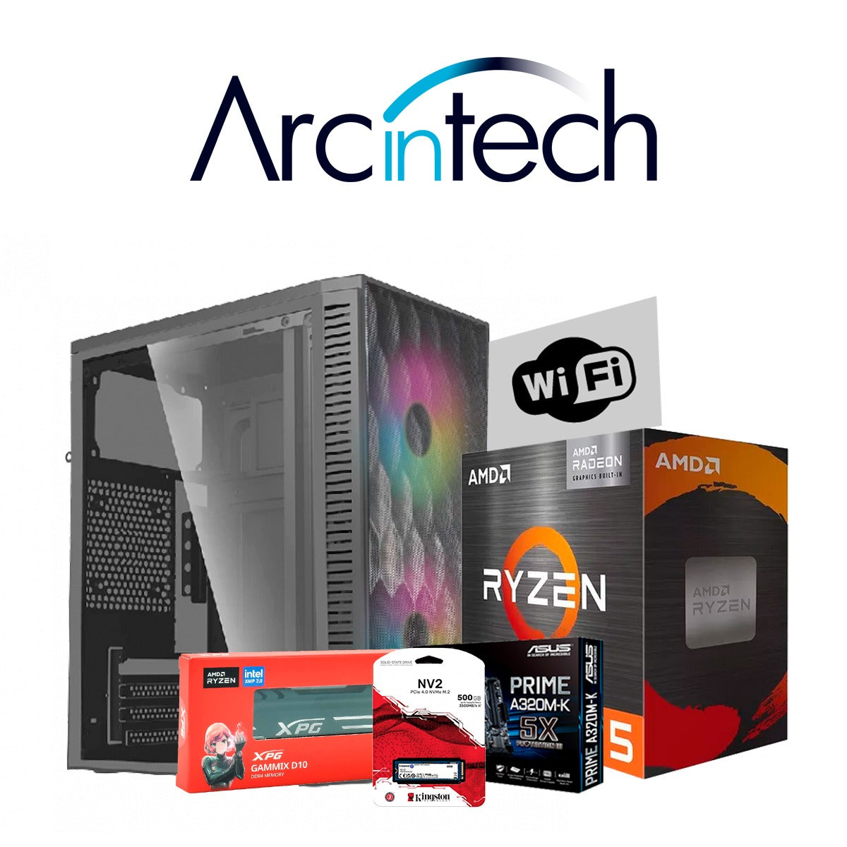 Pc Gamer Arcintech Ryzen 5 4600G Memoria 32GB SSD M.2 500GB Wifi