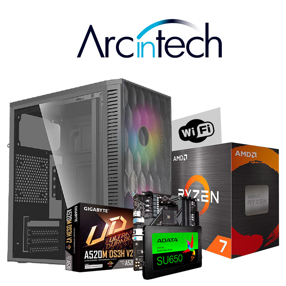 PC Gamer AMD Ryzen 7 5700G Tarjeta A520 Memoria 16GB SSD 240GB Wifi