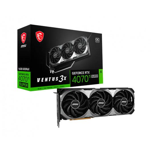 TARJETA DE VIDEO MSI NVIDIA GEFORCE RTX 4070 TI SUPER 16G VENTUS 3X OC 16GB 256-BIT GDDR6X PCI EXPRESS X16 4.0 (RTX 4070 TI SUPER 16G VENTUS 3X OC)