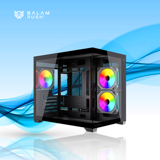 GABINETE BALAM RUSH TANK CORE PRO GI925 MINI-TOWER MICRO-ATX/MINI-ITX USB 2.0/3.0 SIN FUENTE 3 VENTILADORES INSTALADOS NEGRO (BR-943840)