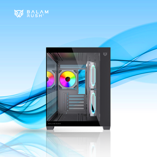 GABINETE BALAM RUSH TANK CORE PRO GI925 MINI-TOWER MICRO-ATX/MINI-ITX USB 2.0/3.0 SIN FUENTE 3 VENTILADORES INSTALADOS NEGRO (BR-943840)