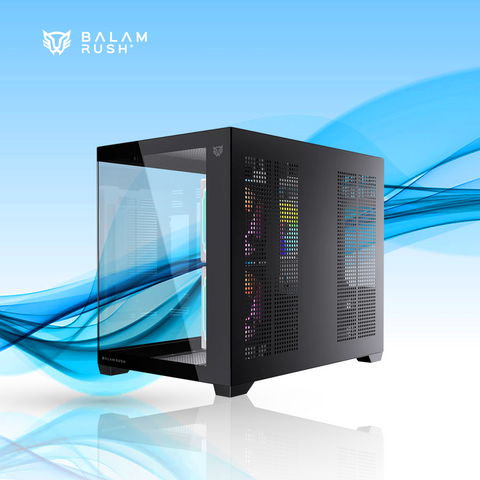 GABINETE BALAM RUSH TANK CORE PRO GI925 MINI-TOWER MICRO-ATX/MINI-ITX USB 2.0/3.0 SIN FUENTE 3 VENTILADORES INSTALADOS NEGRO (BR-943840)