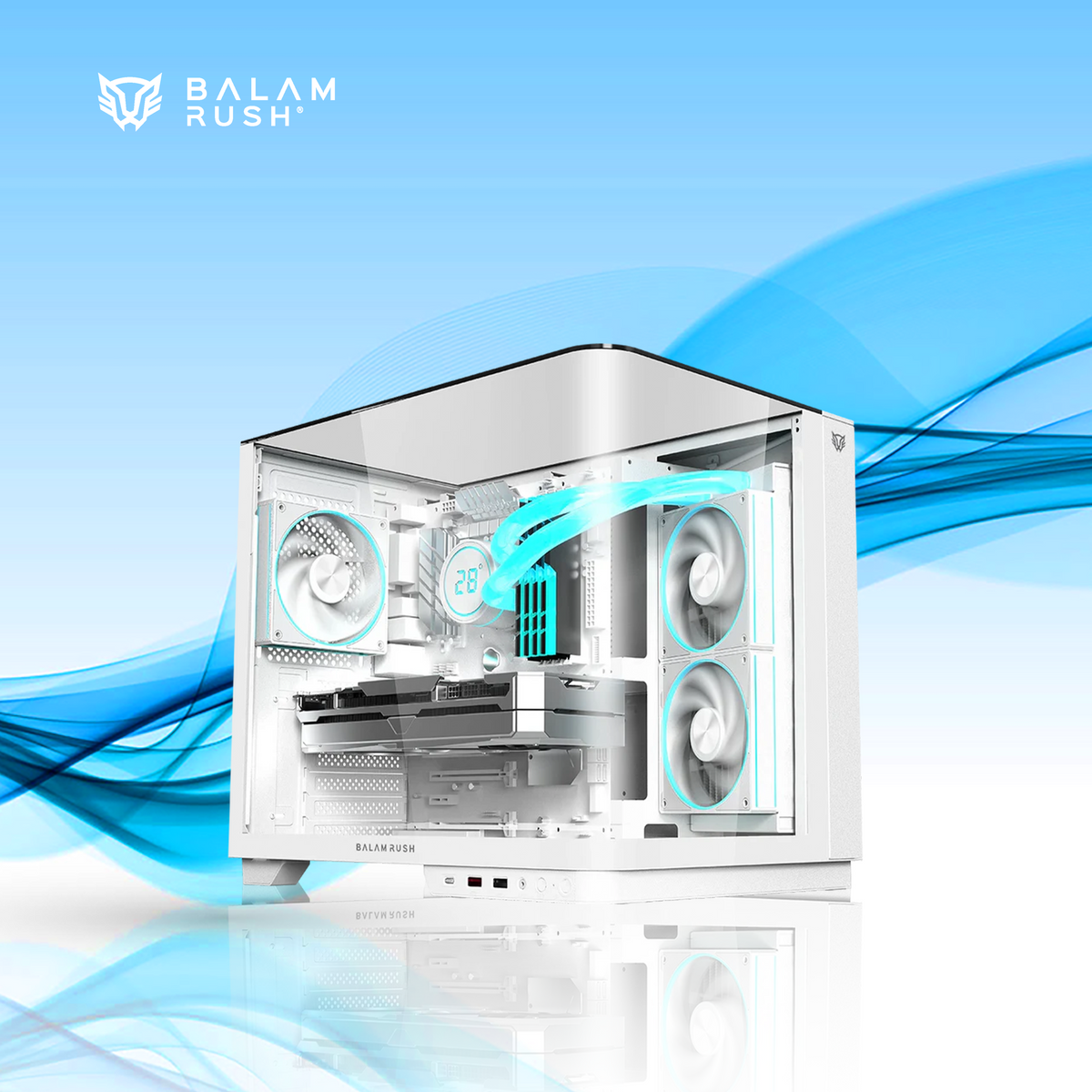 GABINETE BALAM RUSH TANK EXPERT CURVE 6800 MIDI-TOWER ATX/MICRO-ATX/MINI-ITX USB 2.0/3.0 SIN FUENTE 3 VENTILADORES INSTALADOS BLANCO (BR-941587)