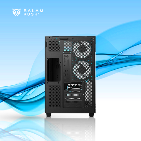 GABINETE BALAM RUSH TANK MAJESTIC 7600 MIDI-TOWER ATX/MICRO-ATX/MINI-ITX USB 2.0/3.0 SIN FUENTE 5 VENTILADORES INSTALADOS NEGRO (BR-941495)