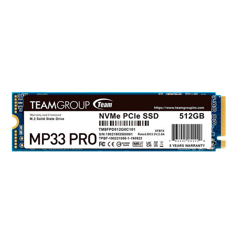 UNIDAD DE ESTADO SOLIDO SSD INTERNO TEAMGROUP MP33 PRO 512GB M.2 NVME (TM8FPD512G0C101)