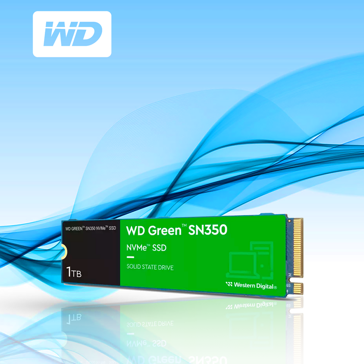UNIDAD DE ESTADO SOLIDO SSD WD GREEN SN350 NVME M.2 1TB 1850 MB/S ESCRITURA 2400 MB/S LECTURA PCI EXPRESS 3.0 (WDS100T2G0C)
