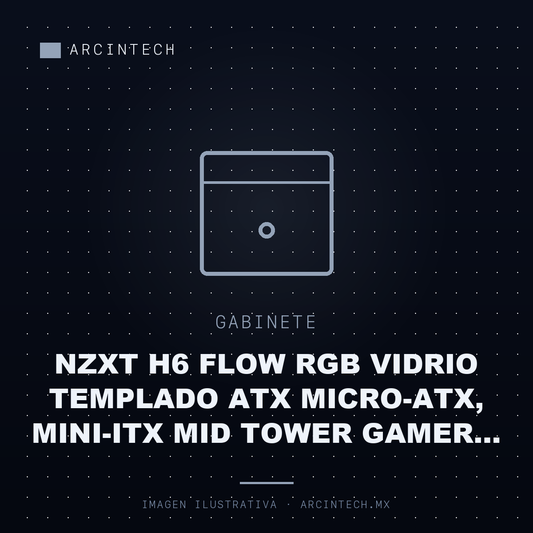 Gabinete NZXT H6 Flow RGB Vidrio Templado ATX Micro-atx, Mini-ITX Mid Tower Gamer Negro