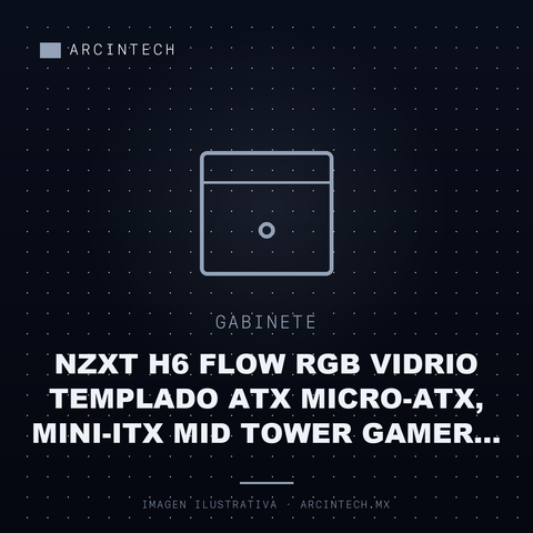 Gabinete NZXT H6 Flow RGB Vidrio Templado ATX Micro-atx, Mini-ITX Mid Tower Gamer Negro