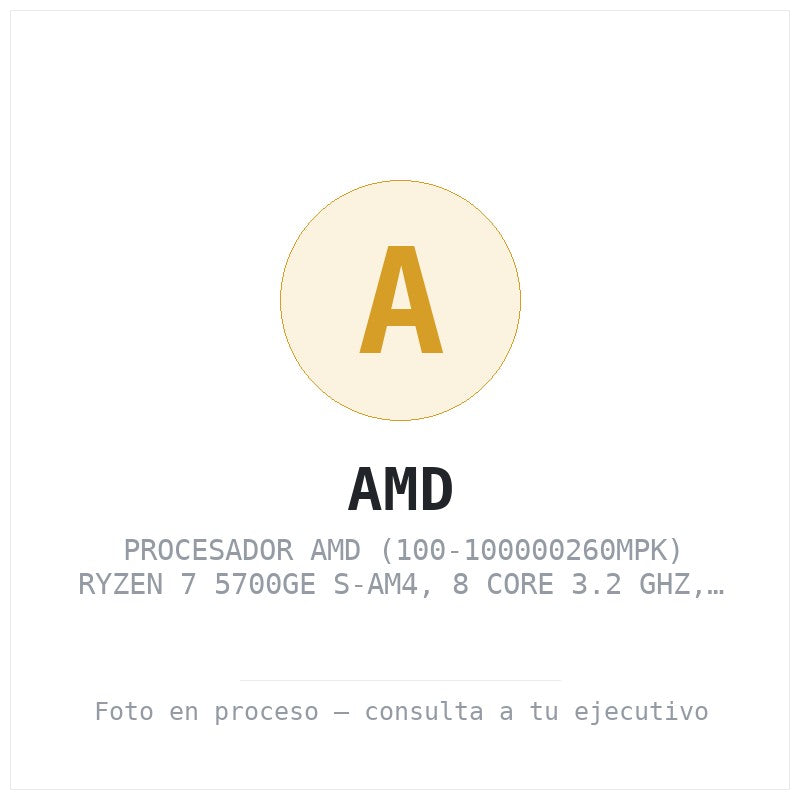 Procesador AMD Ryzen 7 5700GE S-AM4, 8 Core 3.2GHz Hasta 4.6GHz, 35W, C/graficos, C/fan. a Granel