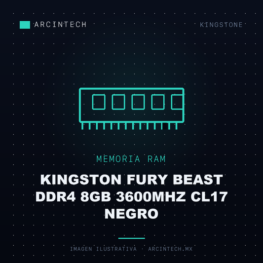 Memoria RAM Kingston Fury Beast DDR4 8GB 3600MHz CL17 Negro