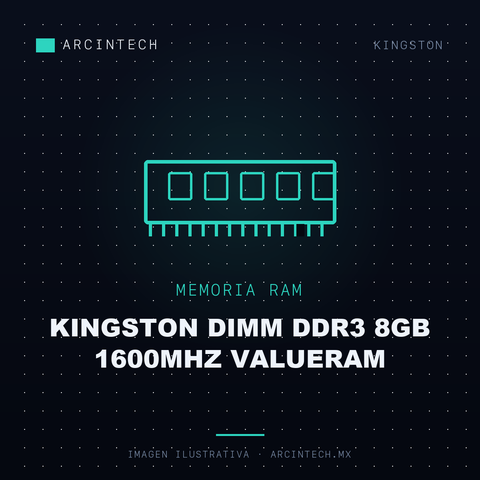 Memoria Kingston Dimm DDR3 8GB 1600MHz Valueram
