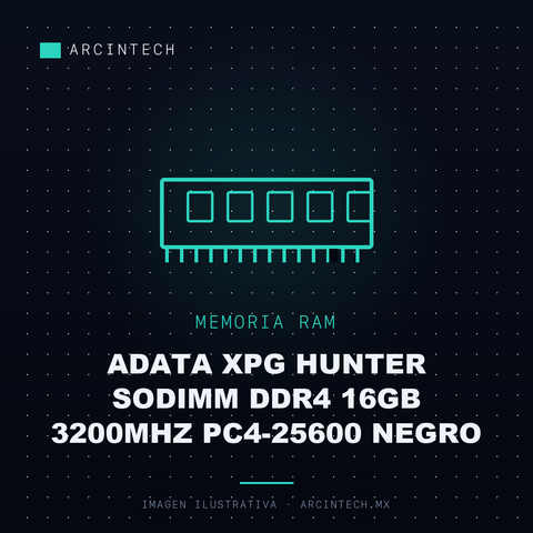 Memoria RAM Adata XPG Hunter Sodimm DDR4 16GB 3200MHz PC4-25600 Negro