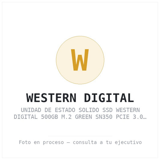 Unidad de Estado Solido SSD Western Digital 500GB M.2 Green SN350 PCIe 3.0 NVMe