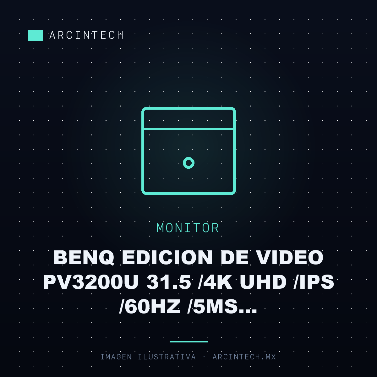 Monitor BENQ Edicion de Video PV3200U 31.5 /4K UHD /ips /60Hz /5ms /hdmi,displayport,usb-a,usb-c /altavoces Integrados /eye Care /ergonomico /negro /garantia 3 a Os