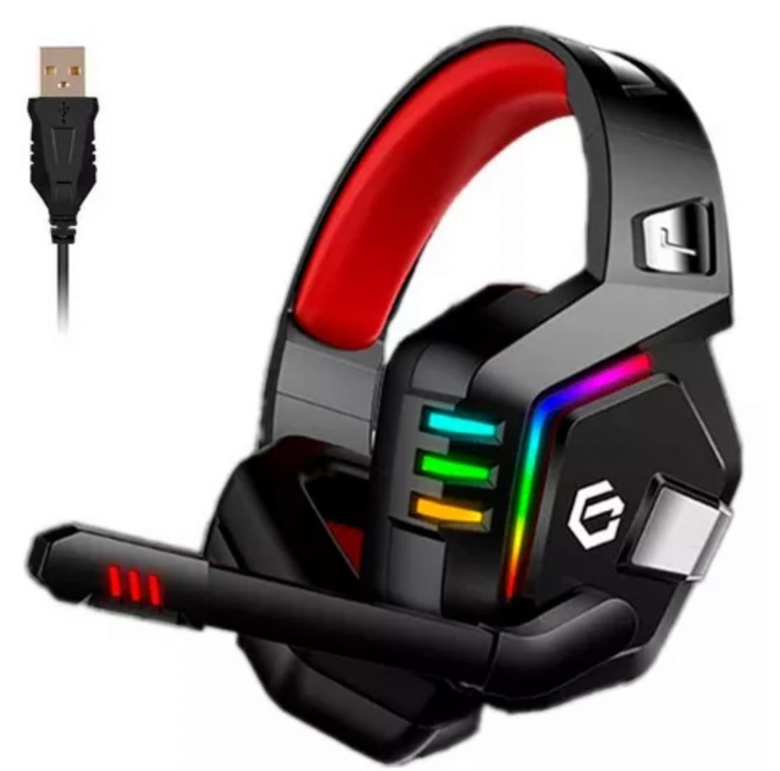 AUDIFONOS GAMER REDRAGON G818 DIADEMA USB 7.1 VIBRACION PARA PC PS4  ROJO (G818)