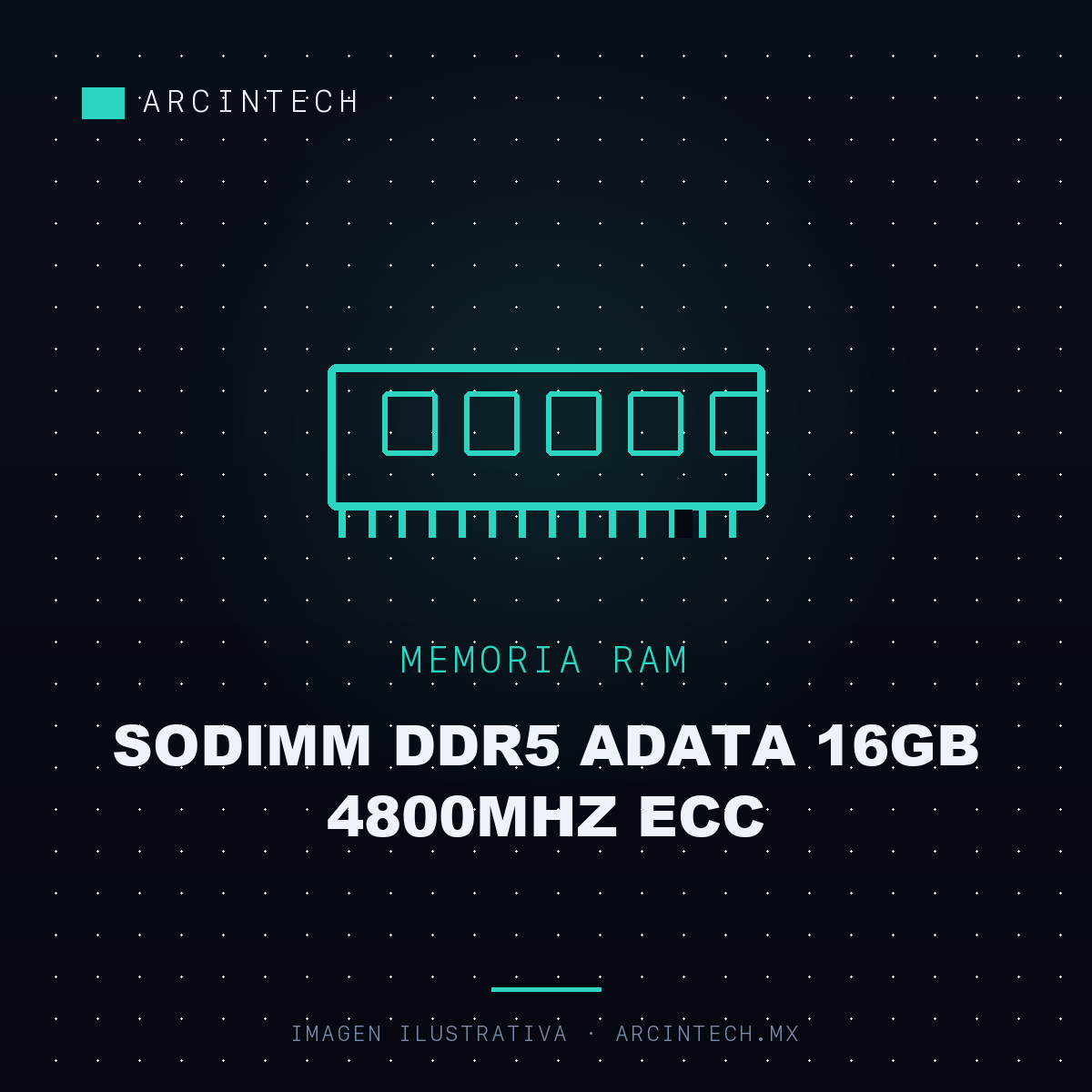 Memoria RAM Sodimm DDR5 Adata 16GB 4800MHz Ecc
