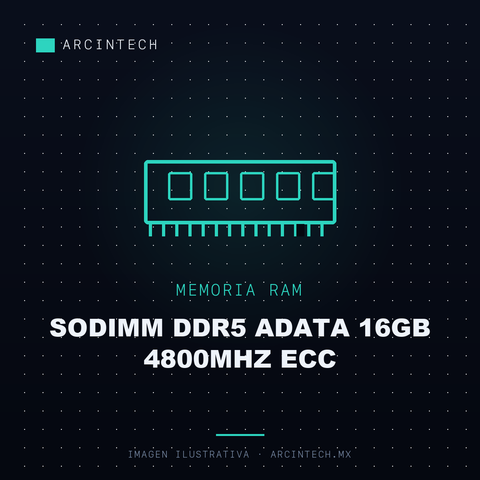 Memoria RAM Sodimm DDR5 Adata 16GB 4800MHz Ecc