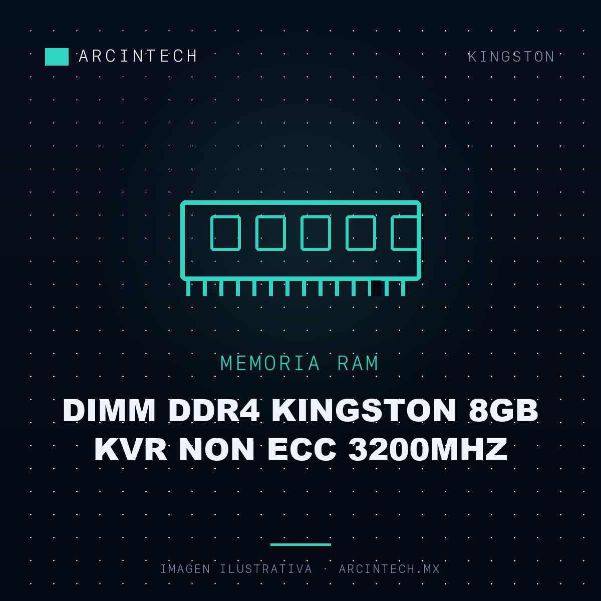 Memoria RAM Dimm DDR4 Kingston 8GB Kvr Non Ecc 3200MHz