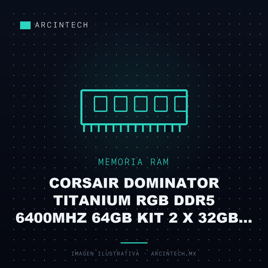 Memoria RAM Corsair Dominator Titanium RGB DDR5 6400MHz 64GB Kit 2 X 32GB CL32 Xmp