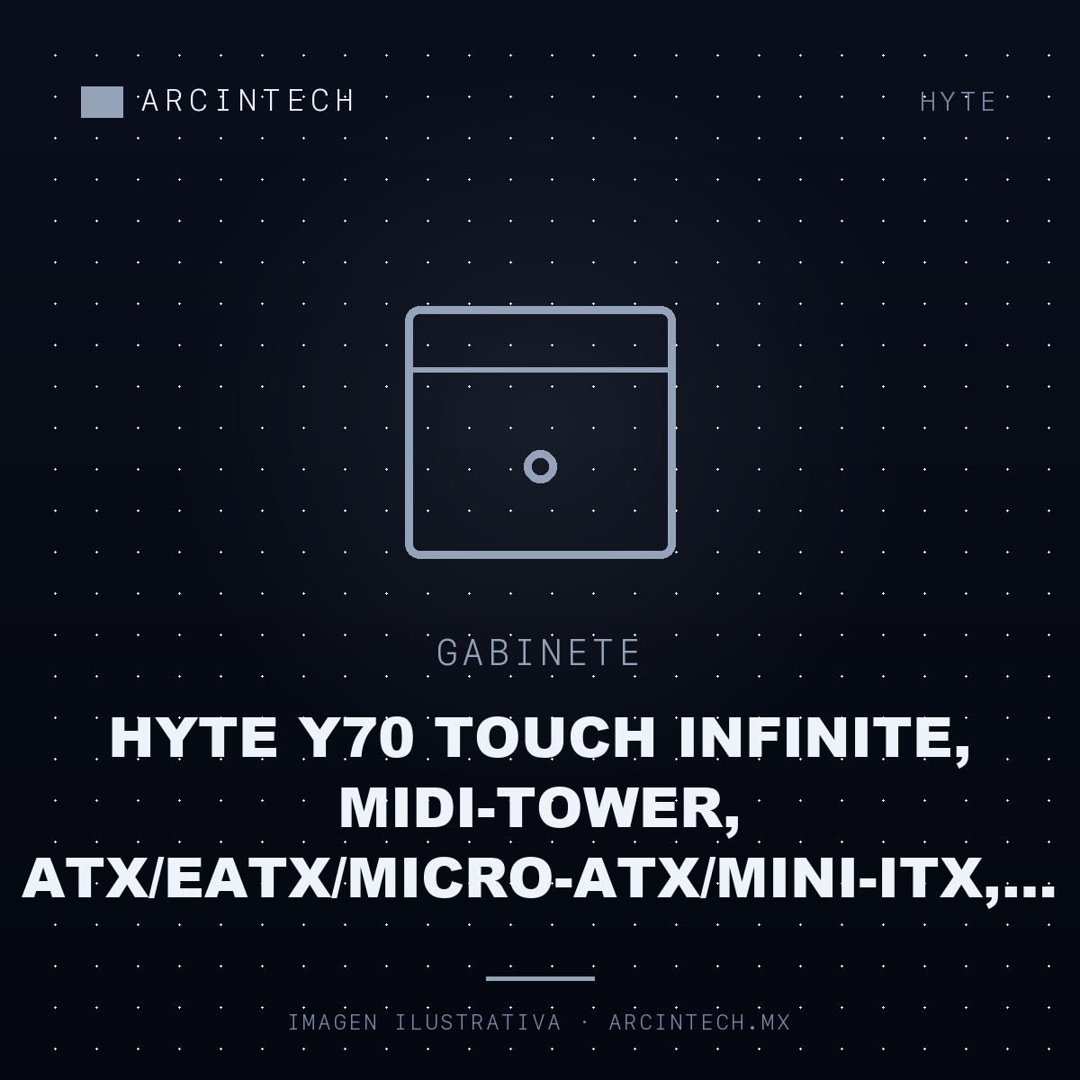 Gabinete Hyte Y70 Touch Infinite, Midi-tower, Atx/eatx/micro-atx/mini-itx, USB 3.0, sin Fuente, sin Ventiladores Instalados, Negro/blanco