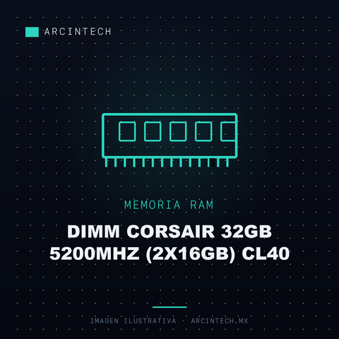 Memoria RAM DDR5 Dimm Corsair 32GB 5200MHz (2X16GB) CL40