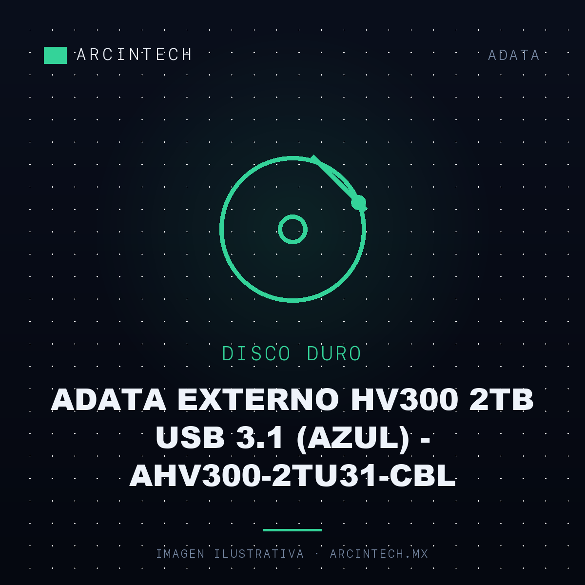 Disco Duro Adata Externo HV300 2TB USB 3.1 (azul) - AHV300-2TU31-CBL