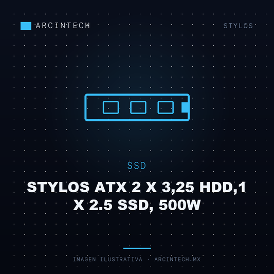 Gabinete Stylos ATX 2 X 3,25 HDD,1 X 2.5 Ssd, 500W
