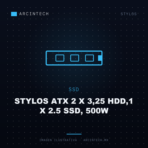 Gabinete Stylos ATX 2 X 3,25 HDD,1 X 2.5 Ssd, 500W