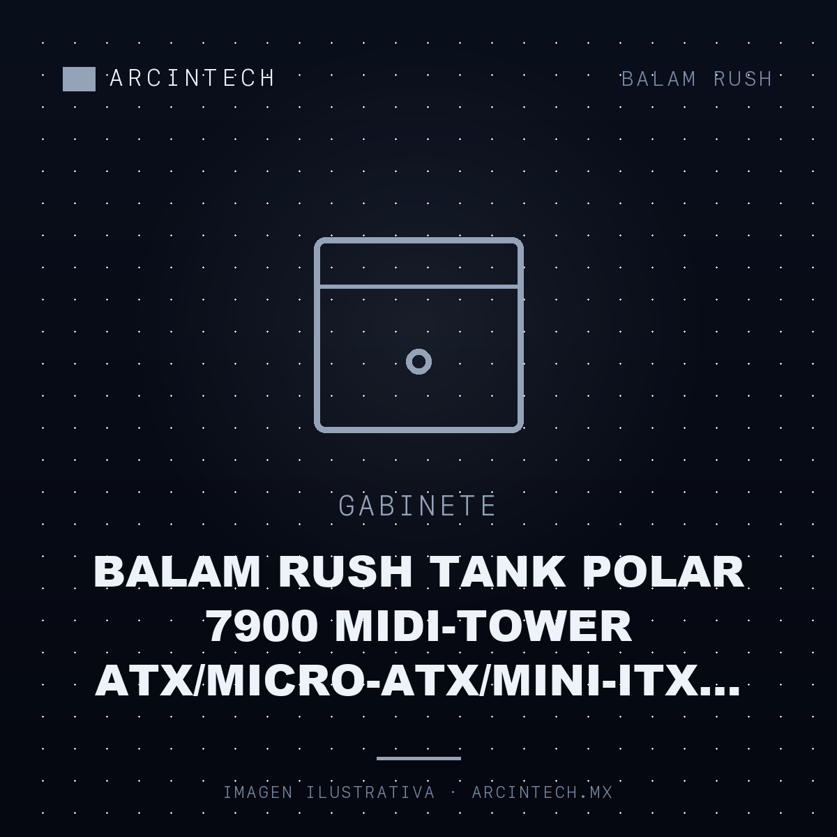 Gabinete Balam Rush Tank Polar 7900 Midi-tower Atx/micro-atx/mini-itx USB 2.0/3.0 sin Fuente 5 Ventiladores Instalados Negro