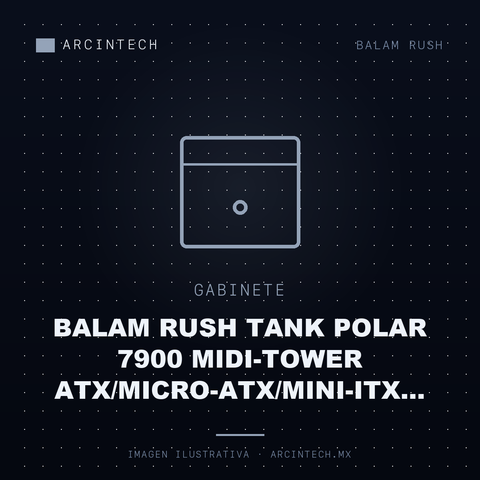 Gabinete Balam Rush Tank Polar 7900 Midi-tower Atx/micro-atx/mini-itx USB 2.0/3.0 sin Fuente 5 Ventiladores Instalados Negro