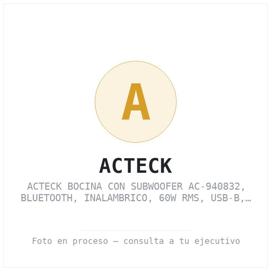 Acteck Bocina con Subwoofer AC-940832, Bluetooth, Inalambrico, 60W Rms, Usb-b, Negro