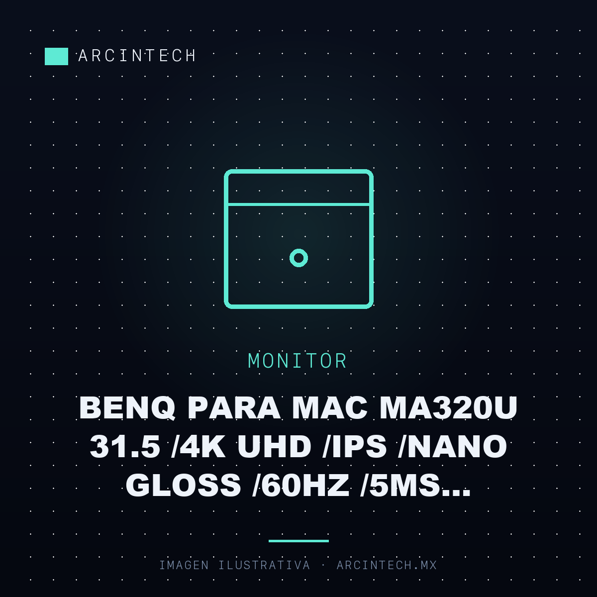 Monitor BENQ para Mac MA320U 31.5 /4K UHD /ips /nano Gloss /60Hz /5ms /hdmi,usb-a,usb-c /altavoces Integrados /eye Care /ergonomico /blanco /garantia 3 a Os
